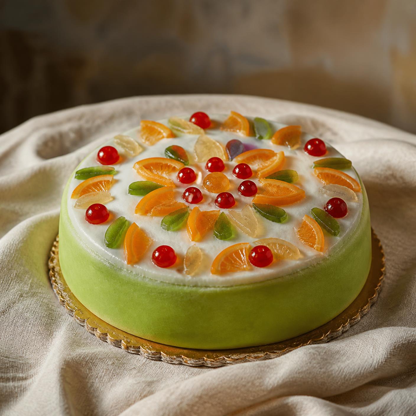 Cassata siciliana intera con pasta reale e canditi